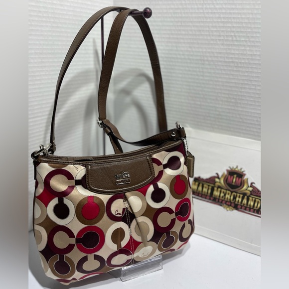 Coach Satin crossbody bag , multicolor, adjustable leather  strap. Pre loved. - Picture 1 of 8